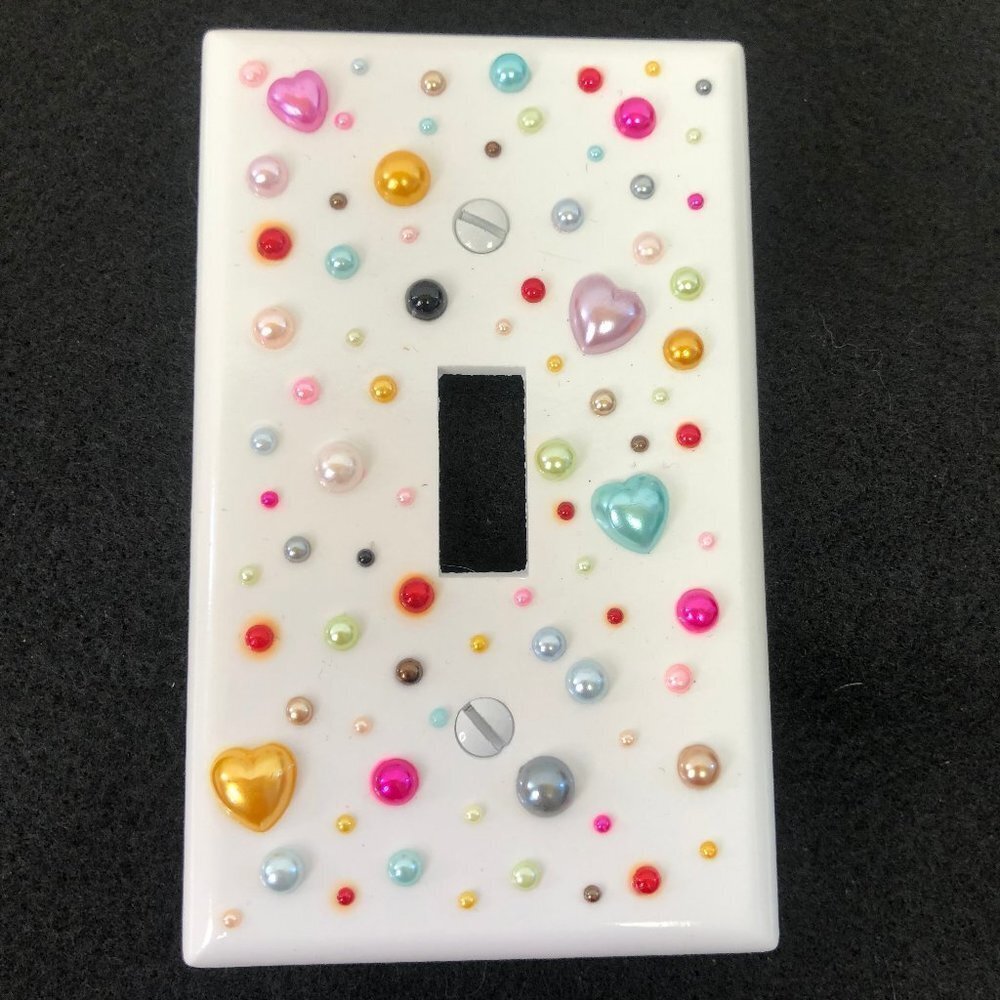 💕2/$25💕 Multicolored Pearlized Cabochons Light Switch Plate Cover Handcrafted